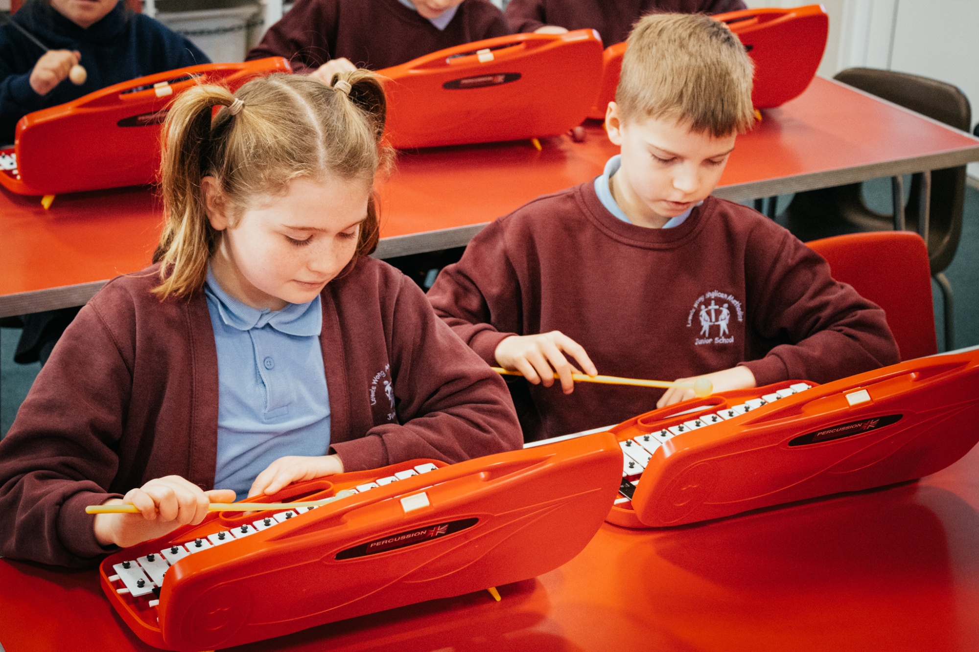 students playing glockenspiel